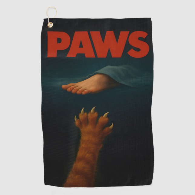 Cute Orange Tabby vs Human Foot  Golf Towel (Front)