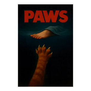 Cute Orange Tabby vs Human Foot Poster