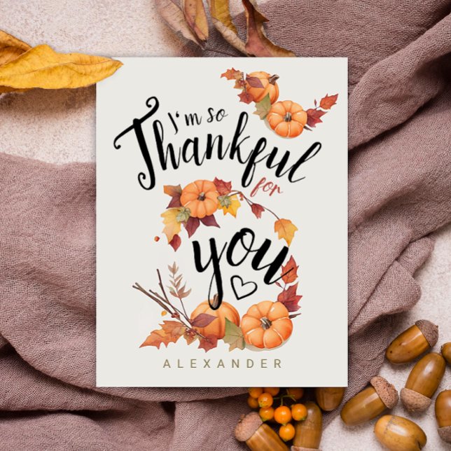 Cute Orange Thanksgiving Grateful Friend Pumpkin  Postcard (Creator Uploaded)