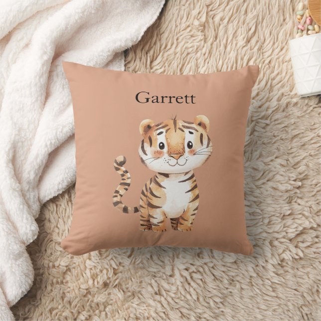 Cute Orange Tiger Throw Pillow (Blanket)