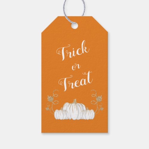 Cute Orange Trick Or Treat Pumpkin Halloween Gift Tags