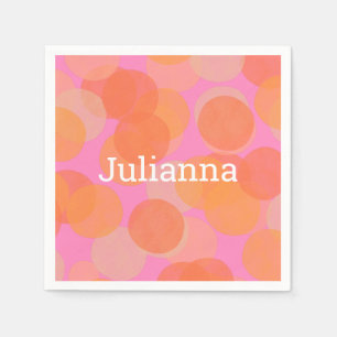 Cute Orange Watercolor Circles Modern Geometric Napkins