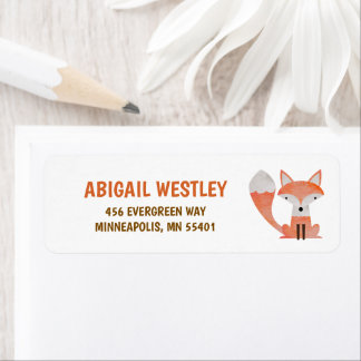 Cute Orange Watercolor Fox Label