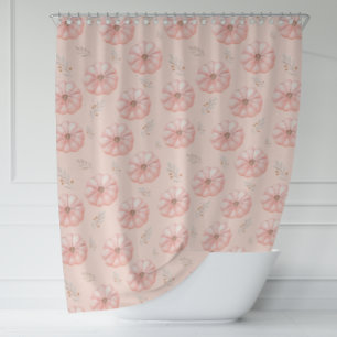 Cute Orange Watercolor Pumpkin Fall Shower Curtain