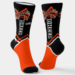 Cute Orange White and Black Cheer Socks