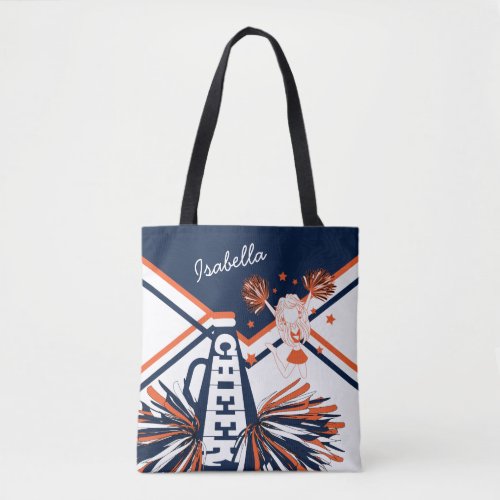 Cute Orange White and Blue Cheerleader Design Tote Bag