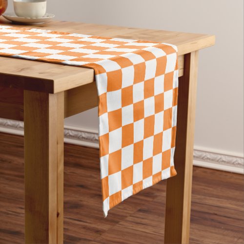 cute orange white check pattern tiled  short table runner
