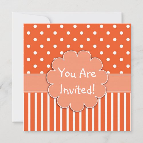 Cute Orange &amp; White Patterns Birthday Invitation