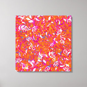 Cute orange white pink abstract swirl pattern canvas print