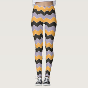 Cute Orange White Purple Chevron Pattern Simple Leggings