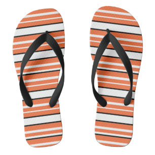Cute orange white stripes flip flops
