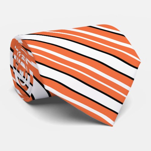Cute orange white stripes neck tie