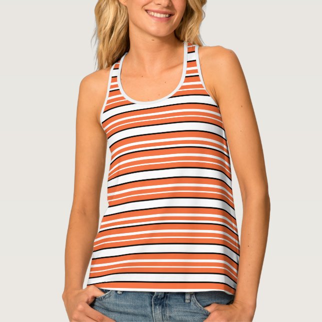 Cute orange white stripes tank top (Front)
