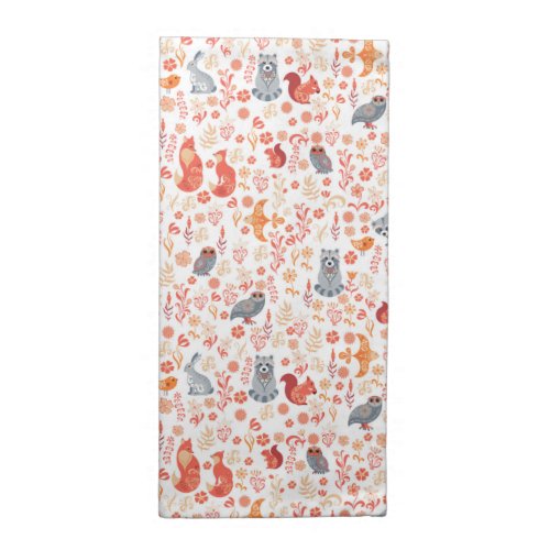Cute Orange Woodsy Animal Pattern Cloth Napkin