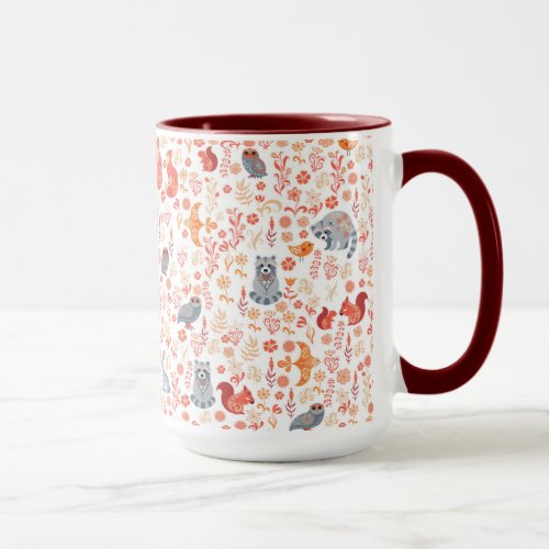 Cute Orange Woodsy Animal Pattern Mug