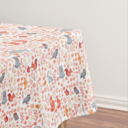 Cute Orange Woodsy Animal Pattern Tablecloth
