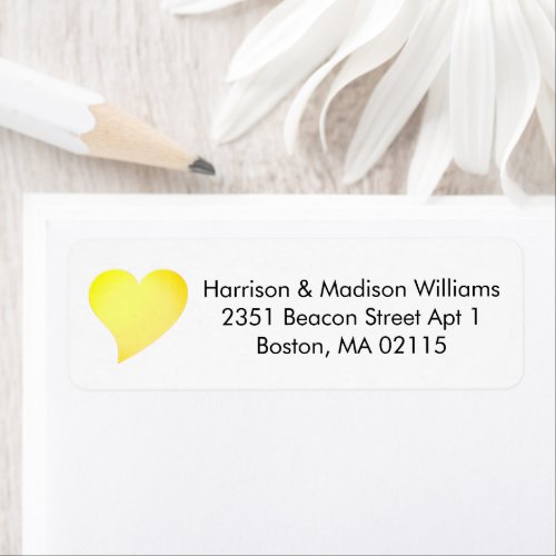 Cute orange yellow heart custom Return Address Label