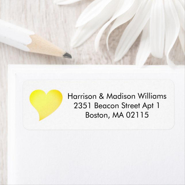 Cute orange yellow heart custom Return Address Label (Insitu)