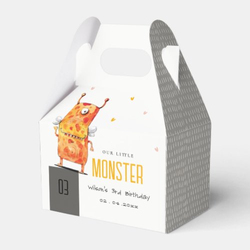 Cute Orange Yellow One Eyed Monster Kids Birthday Favor Boxes