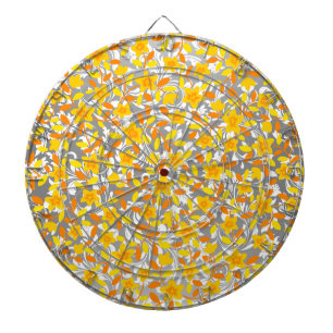 Cute orange yellow white flowers patterns dart board