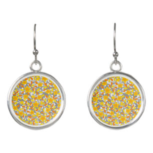 Cute orange yellow white flowers patterns earrings