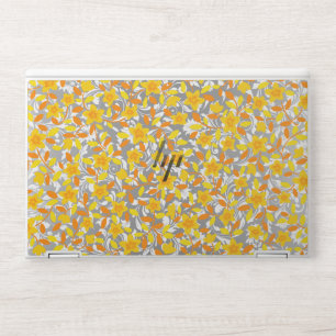 Cute orange yellow white flowers patterns HP laptop skin