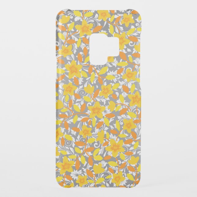 Cute orange yellow white flowers patterns uncommon samsung galaxy case (Back)