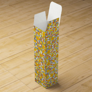 Cute orange yellow white flowers patterns wine gift box