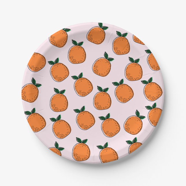 Cute Oranges Paper Plate (Front)