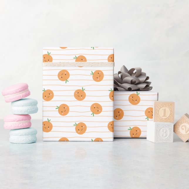 Cute Oranges Pattern Print - Wrapping Paper Roll (Baby Shower)