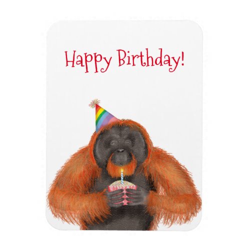 Cute orangutan birthday magnet