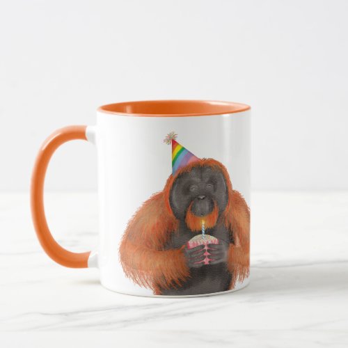 Cute orangutan birthday personalized mug