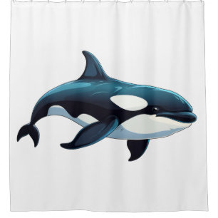 Cute Orca doodle Shower Curtain