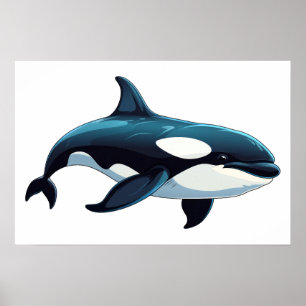Cute Orca doodle  Small Poster