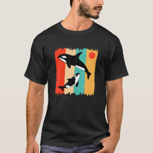 Cute Orca Family Vintage Retro Art Colorful Killer T-Shirt
