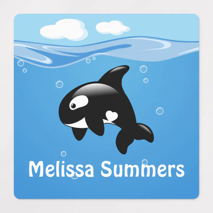 Cute Orca Killer Whale In Ocean Kids Labels Zazzle Com