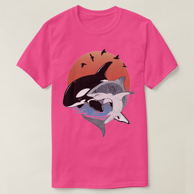 Cute Orca Whale and Shark Samoa Polynesia  T-Shirt (Design Front)