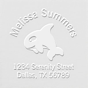 Cute Orca Whale Arched Address Embosser