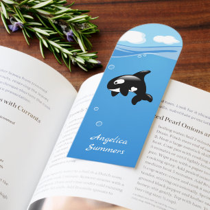Cute Orca Whale in Ocean Blue Bookmarks