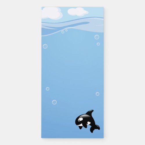 Cute Orca Whale in Ocean Light Blue Magnetic Notepad