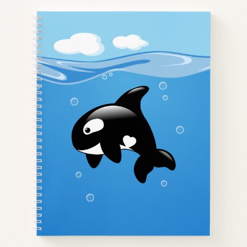 Cute Orca Whale in Ocean Notebook