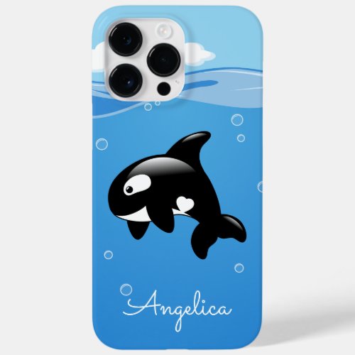 Cute Orca Whale in Ocean with Custom Name Case_Mate iPhone 14 Pro Max Case