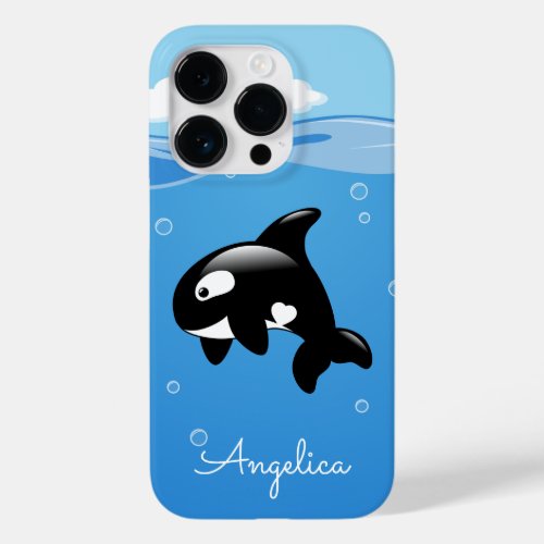 Cute Orca Whale in Ocean with Custom Name Case_Mate iPhone 14 Pro Case