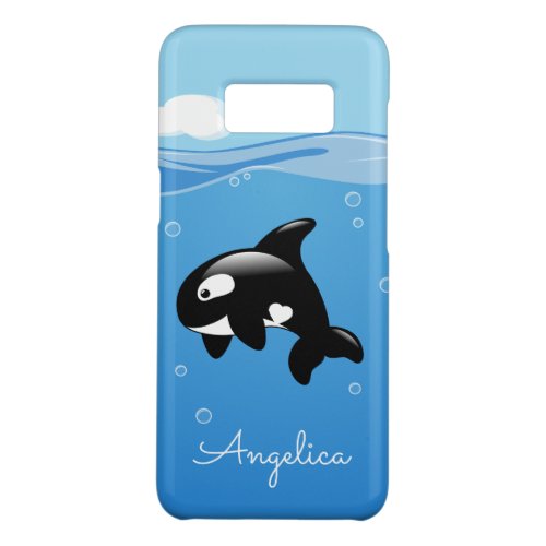 Cute Orca Whale in Ocean with Custom Name Case_Mate Samsung Galaxy S8 Case