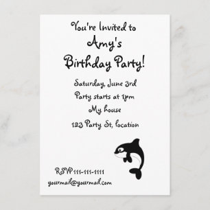 Cute orca whale invitation