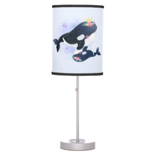 Cute Orca Whale Ocean Animal Baby Nursery Table Lamp
