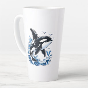 Cute Orca Whale Ocean Graphic for Kids Latte Mug