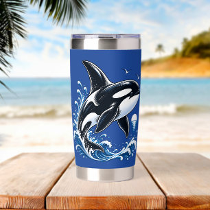 Cute Orca Whale Ocean Wave Art Insulated Tumbler