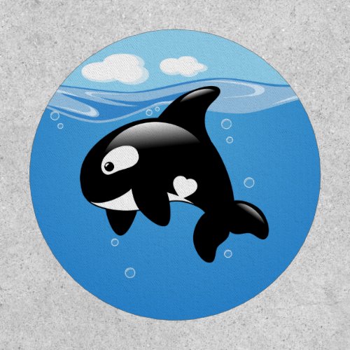 Cute Orca Whale on Blue Patch