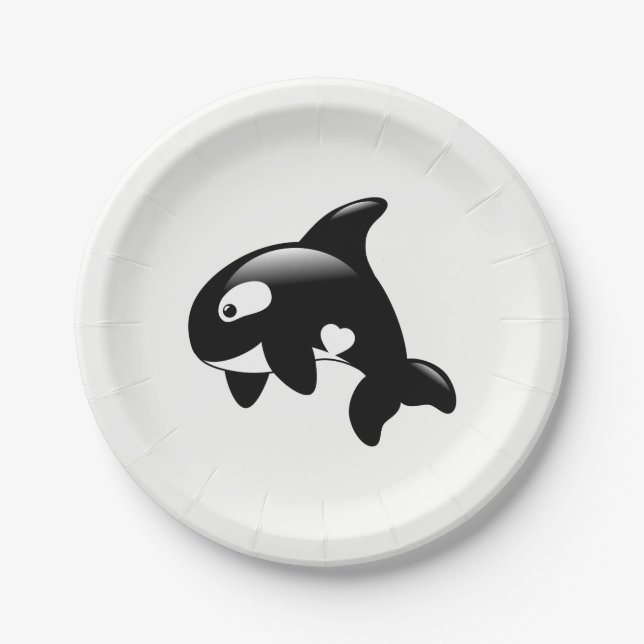 Cute Orca Whale Paper Plates (Front)
